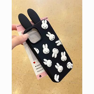 Miffy Králíček Ins 3D Kreslený Kompatibilní s iPhone 16 Pro Max Apple Pouzdro na Telefon Silikonové 14 Pro Nárazuvzdorné Pouzdro