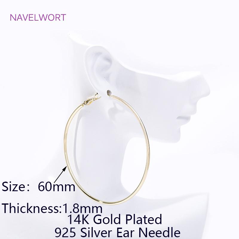 Trendy 14K Gold Plated Simple Round Round Hoop Earrings,High Quality Big Circle Earrings For Women Earring Party Jewelry Gift