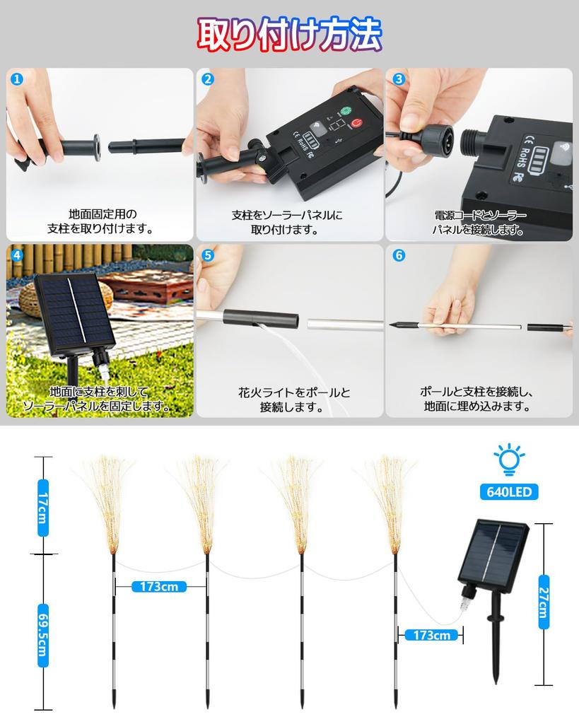 cshare Solar String LED Illumination 640 Garden Recessed Solar USB Solar Battery Level 8 Lighting Gardening Lights with Remote Suitable for Flower and