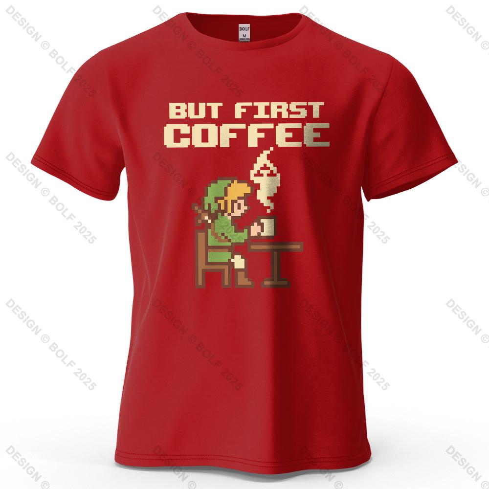 BUT FIRST COFFEE Cozy Printed Men's T-Shirt Oversized Playful Graphic Tees for Women Tops Tees Casual Streetwear