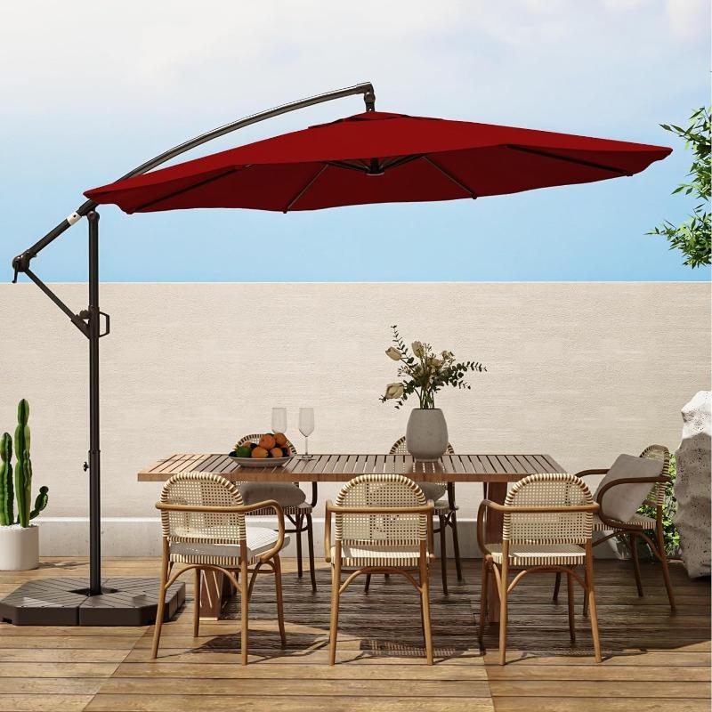 10ft Patio Umbrellas Offset Outdoor Cantilever Hanging Umbrella w/Infinite Tilt, Fade Resistant Waterproof Recycled