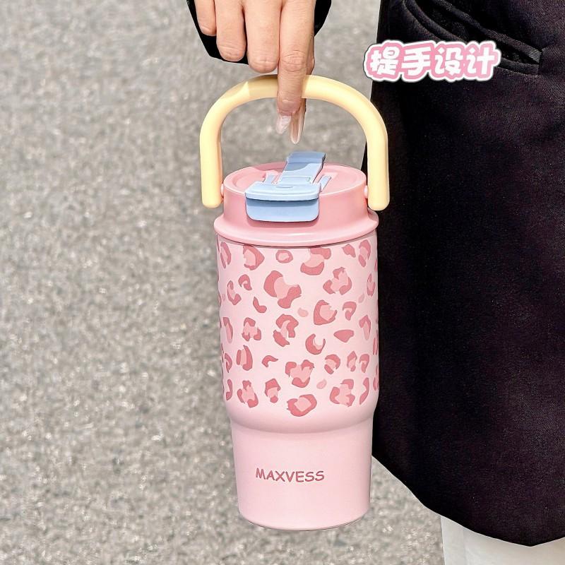 Stainless Steel Double-Lid Insulated Travel Mug 650ml Women Men Students Office Car Use Leakproof Portable Thermos