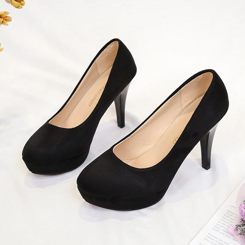 Damen Schwarze Stiletto Plateau Heels 5-8cm - Professionelle Arbeits- & Interviewschuhe