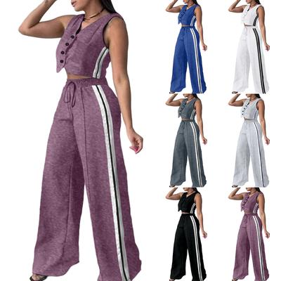 Women's Color Casual Fashion Sleeveless Vest And Pants Two-piece Set