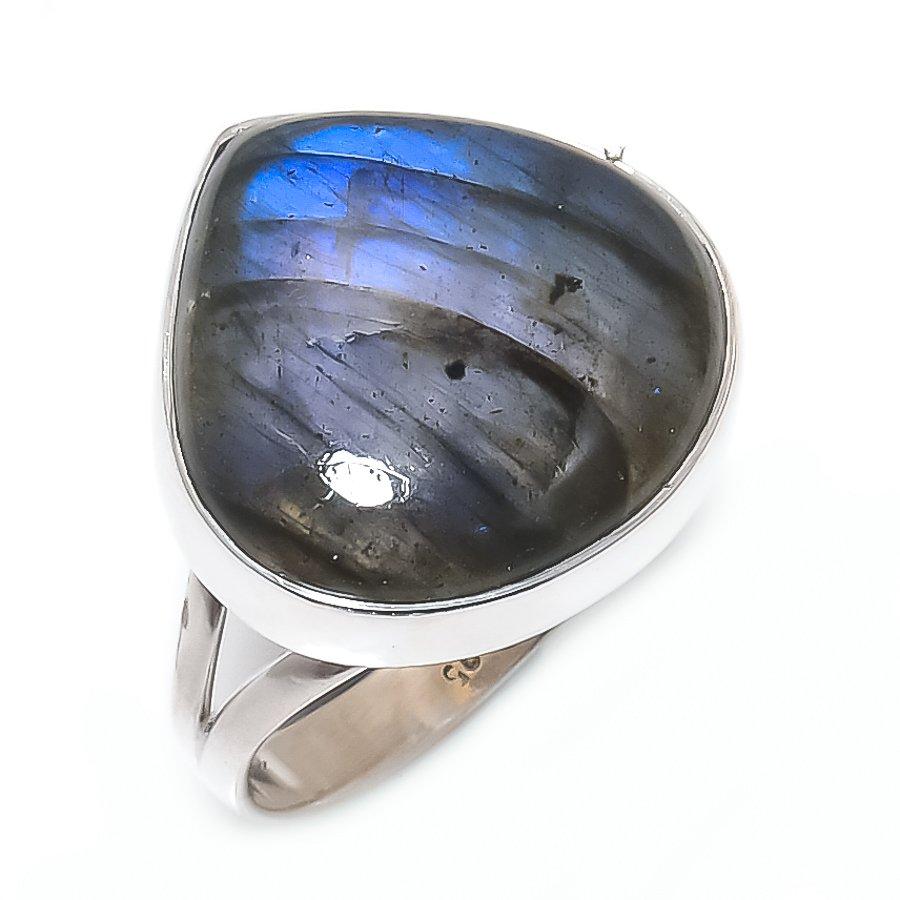 Natural Labradorite Gemstone Handmade 925 Solid Silver Jewelry Ring S.7.5 s0g71