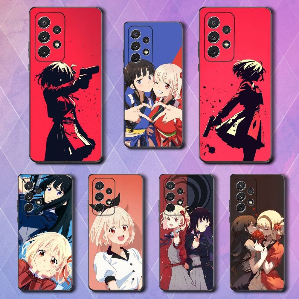 Hot L-Lycoris R-Recoil Anime Phone Case For Samsung S25,S24,S23,S22,S21,S20,S10,Ultra,Plus,Lite,FE,Soft Silicone Black Cover