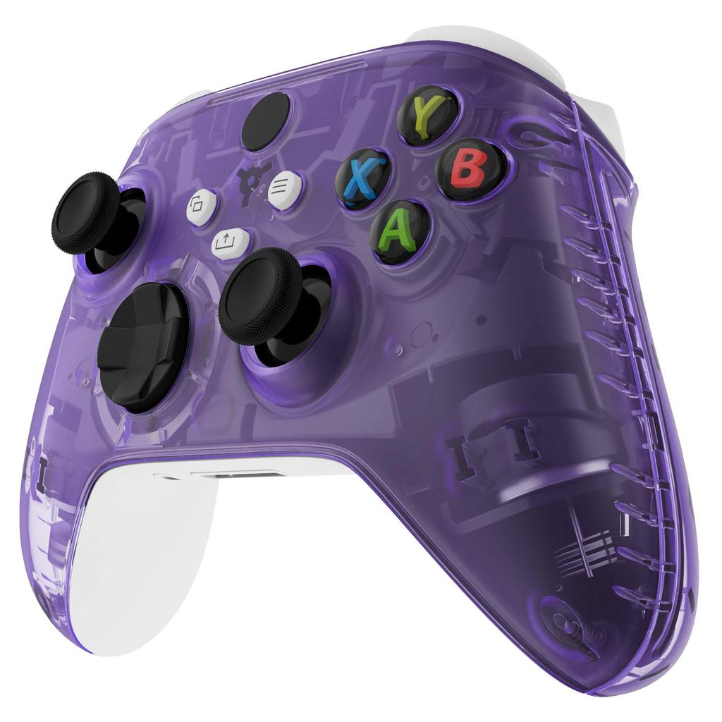 EXtremeRate Seitenschienen-Griffschale für Xbox Core Wireless Klar Schwarz Ersatz Frontgehäuseabdeckung Griff Faceplate für Xbox Series X S Controller