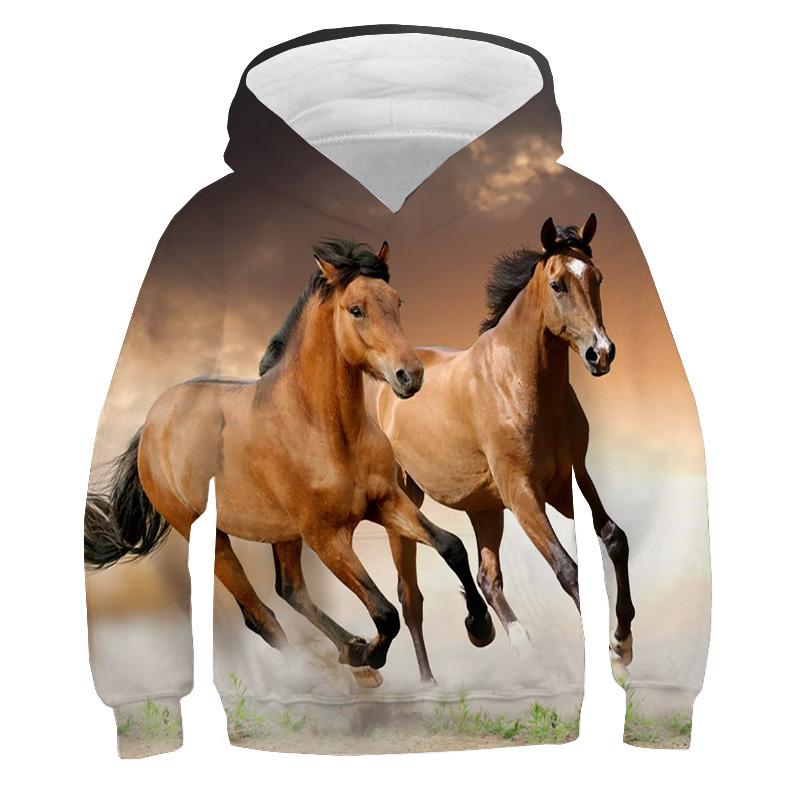 Kids Clothes Boy Hoodies Long Sleeve Creative 3D Horse Print Children Spring Fall Clothes Casual Stylish Outdoor Boy Clothes Top