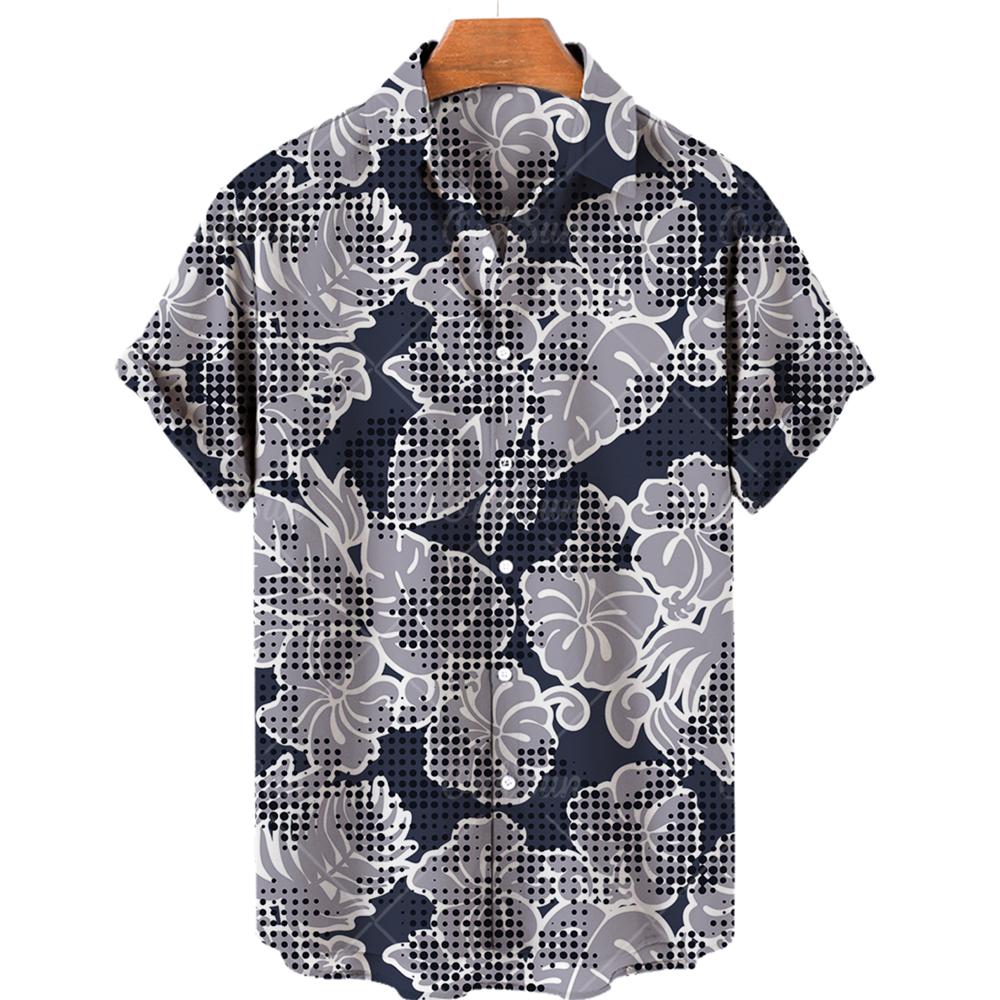 Men's casual shirt plant printed summer clothing Hawaiian short sleeved 2026 medieval vintage beach vacation top
