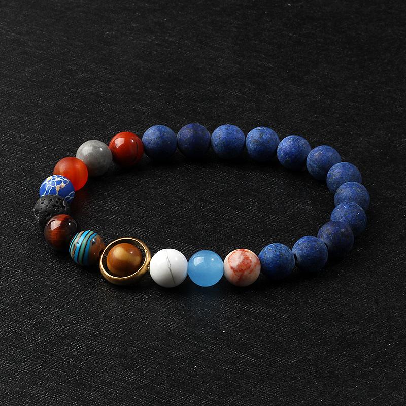 Universe Galaxy Eight Planets Bracelets Solar System Guardian Star Natural Stone Beads Bangles for Women Jewelry Drop Shipping