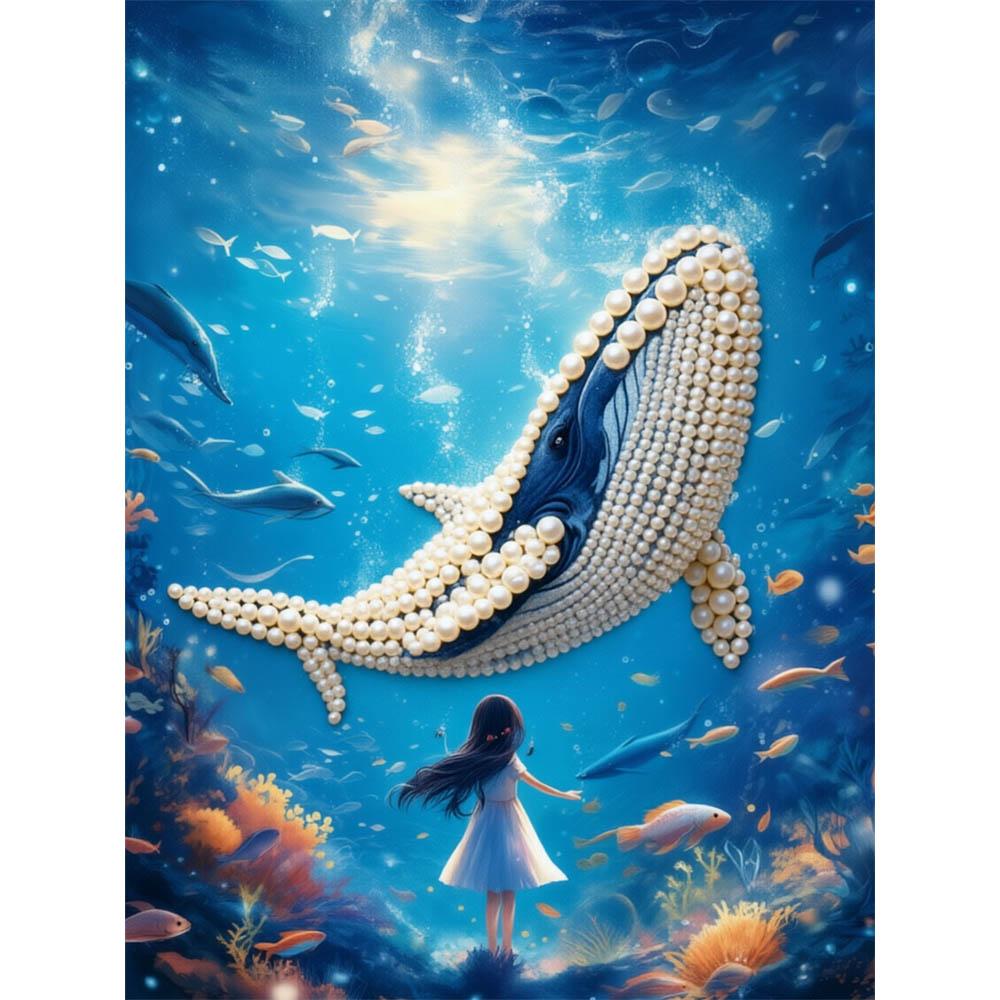 

DIY Pearl Painting Set Whale Pattern Home Decoration Handmade Sticky Diamond Creative Canvas Pearl Art Painting Crafts Perfect Gift 30x40cm