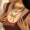 Bracelet Multilayer Turquoise Necklace Bull Bohemian Style Clavicle Chain Beach Choker  Girls