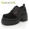 Love Ycodo Women's Fashion Casual Leather Shoes Super Thick Sole Waterproof Table Simple Comfortable Spring Summer Autumn Girl Fashion Casual Shoes