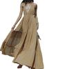 European and American Women's Halter V-neck Lace-up Solid Color Split-ended Dress Sexy Vacation