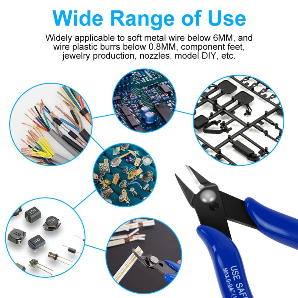 Wire Cutters, Spring-loaded CRV Steel Diagonal Flush Cutters for Electrical & Home Use–Heavy Duty Precision Side Cutting Pliers