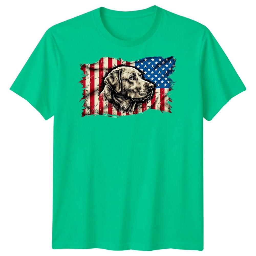 American Labrador Usa Flag Dog Unisexs T Shirt Patriotic Pet Apparel Graphic Tee S