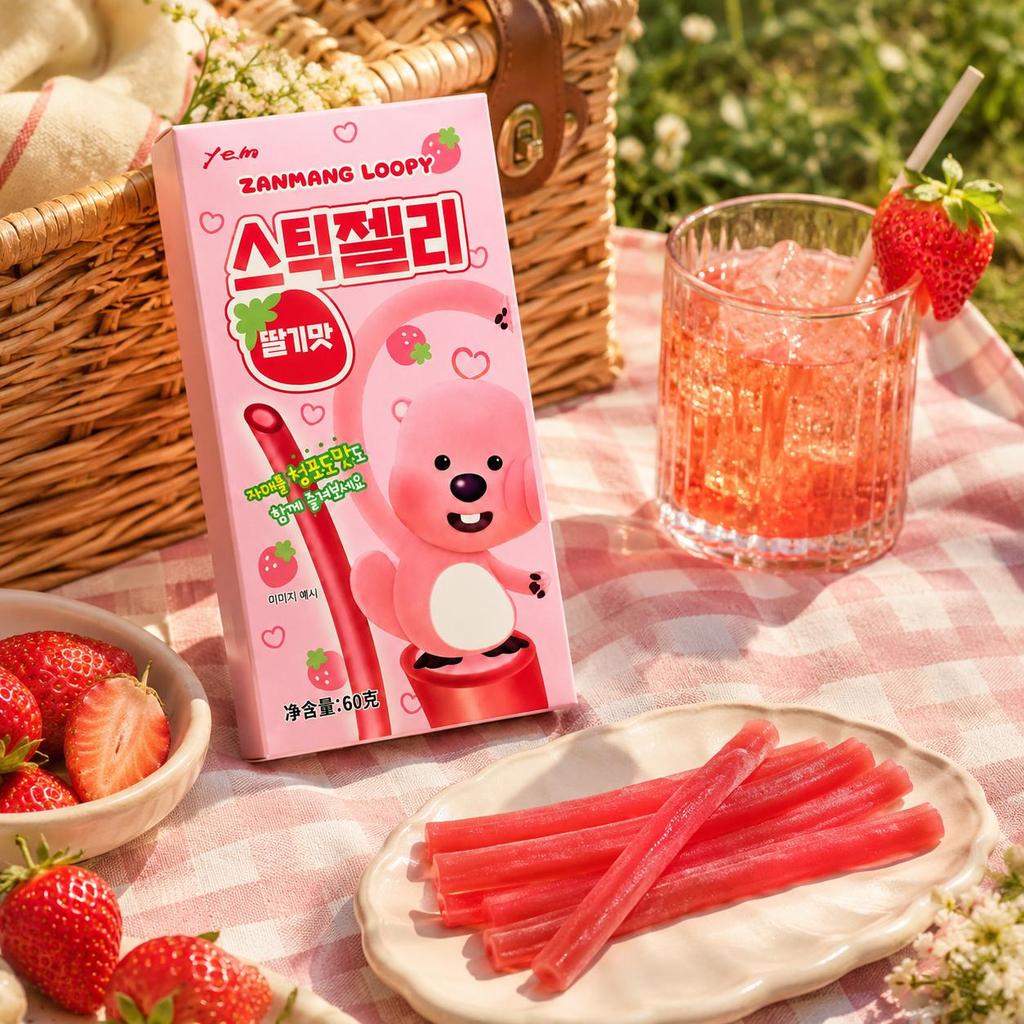 YEM Zanmang Loopy Strawberry‑Flavor Long Strip Candy 60g