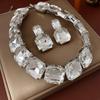 Rhinestone Square Earrings Necklace Exaggerated Temperament Accessories Sets
