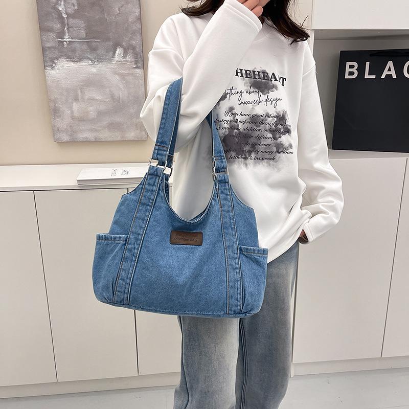 Women's Large Capacity Japanese Style Casual Denim Tote Bag