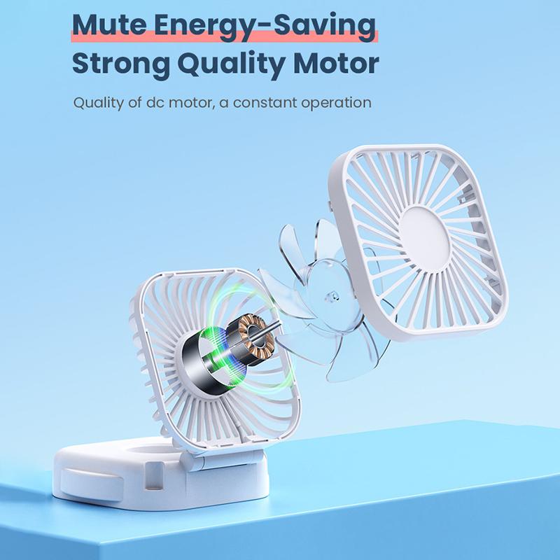 Outdoor Pocket Fan Usb Rechargeable With Vanity Mirror Desktop Square Mute Neck Fan Hanging Folding Handheld Portable Mini Fan