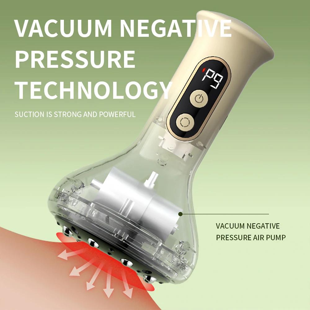 Smart Cupping Massage Machine 9 Levels Vacuum Suction Cup Chinese Meridian Cans Red Light Heating Jars Body Cellulite Scraping