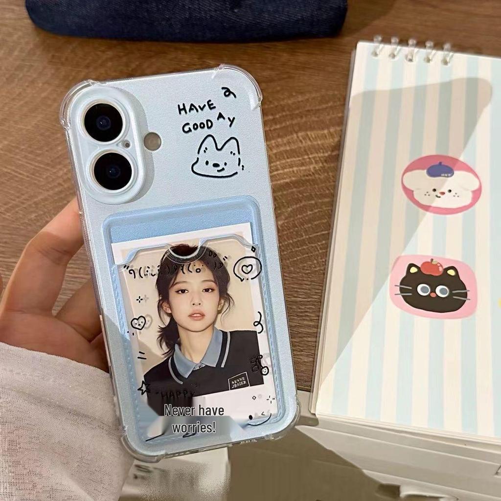 Kreatives Softshell-Welpendesign für Apple 12-17 Pro Max Handyhülle mit Kartenhalter