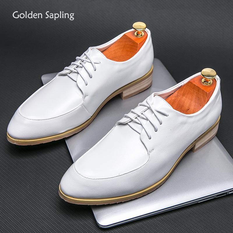 Golden Sapling Wedding Shoes Elegant Men's Formal Flats Dress Oxfords Leisure Party Social Loafers Casual Business Moccasins Men