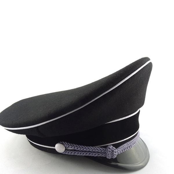 Army Elite Officer Wool Hat Cap Black Large Brimmed Engraved Cap Collection High Quality Hat