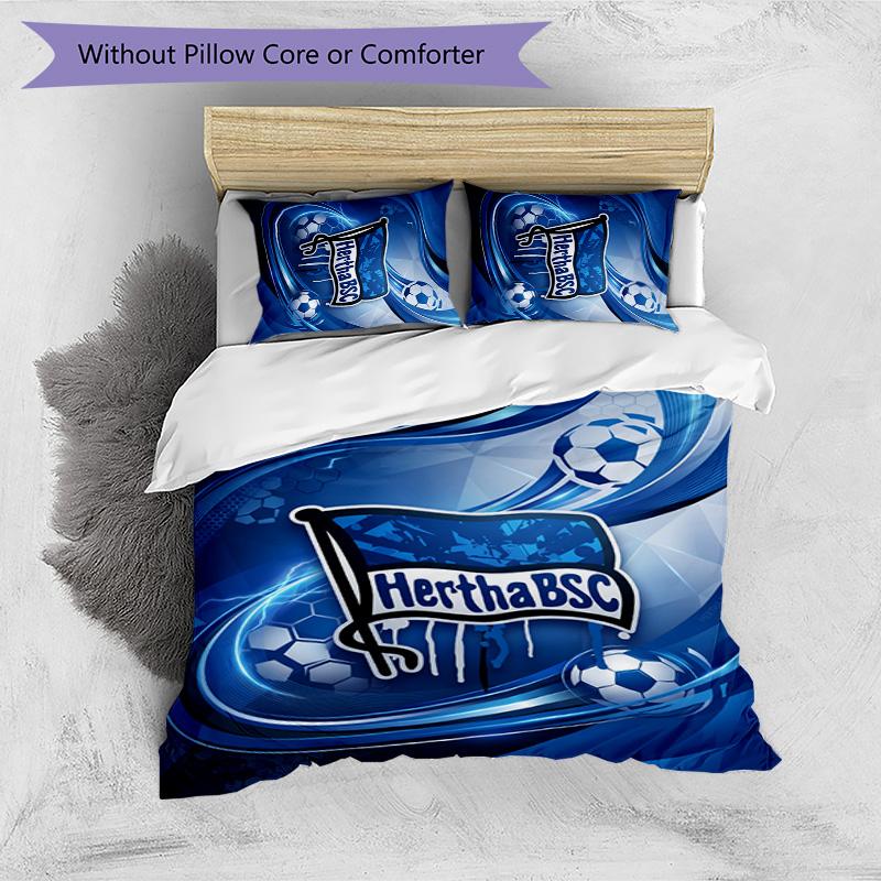 Hertha BSC FC Set Biancheria da Letto Stampato 3 Pezzi Traspirante Copripiumino con Federe Biancheria da Letto Decorativa per Camera da Letto Casa