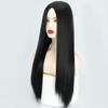 MERISIHAIR Long Straight Black Wig Synthetic Wigs for Women Natural Middle Part Wig Heat Fiber Looking Wig