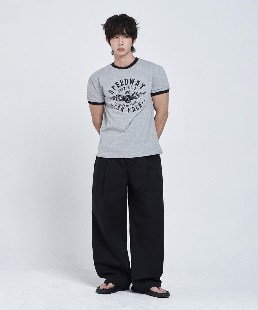 LEMAIN SECOND Linen-Like Elastic Waist Wide Pants [Black]