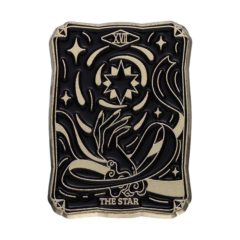 Schwarze Tarot Emaille Pins Custom Sonne Mond Sterne Dunkle Hexe Broschen Reversabzeichen Punk Gothic Schmuck Geschenk für Freunde
