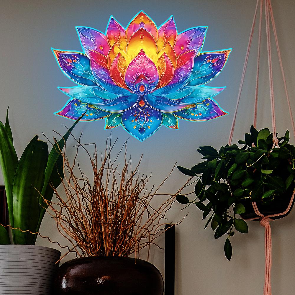 Personalized Colorful Lotus Living Room Entrance Home Wall Decoration Stickers