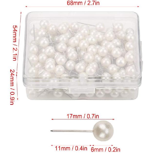200pcs Map Tacks Push Pins Round Ball Plastic Pushpin Thumbtack Pins Decorative DIY Tool Round Thumb Tacks Pushpins (Pearl White),