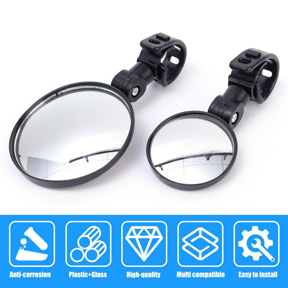 Bicycle Rearview Mirror 360° Rotation Wide-Angle Convex Mirror E-Bike Side Mirrors with Adjustable Elastic Plastic Buckle Strap