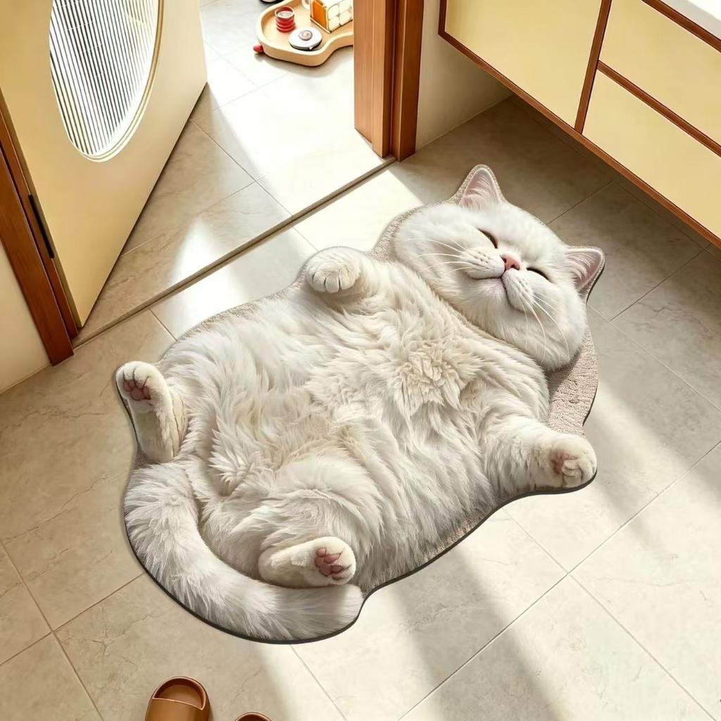 Felpudo de Piso Silicoflora Visión de Gato 3D, Felpudo de Piso para Baño del Hogar, Felpudo de Pie Absorbente de Agua de Secado Rápido, Felpudo de Baño Fácil de Limpiar