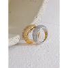 Yhpup Luxury Cubic Zirconia Pave Stainless Steel Fashion Ring High Quality Women Classic Exquisite Finger Jewelry Bijoux Gift