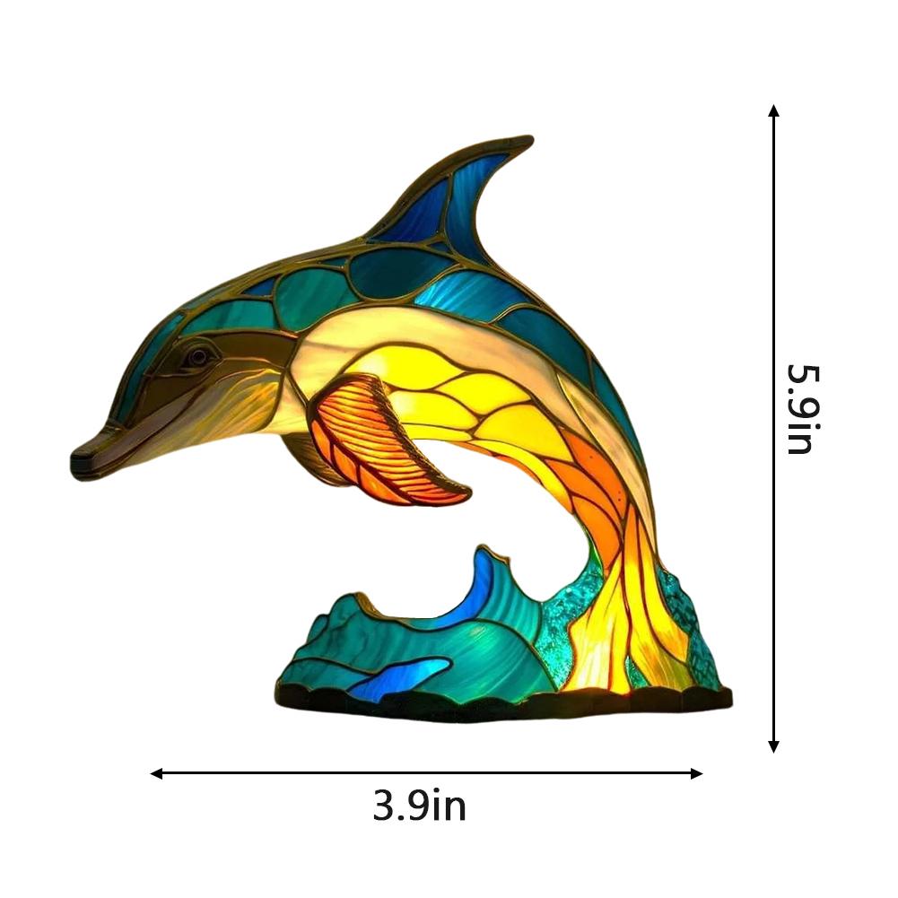 Animal Table Lamp Creative Stained Resin Glass Animal Sculpture Night Light For Living Room Bedroom Home Decoration