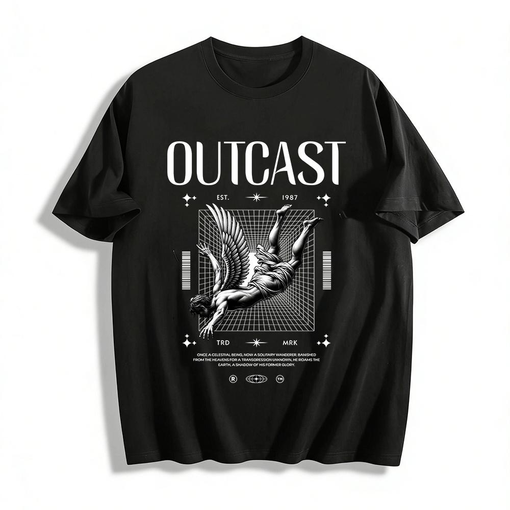 Vintage Fallen Angel Print Trendy Streetwear Short Sleeve T-Shirt Pure cotton T-shirt XXS