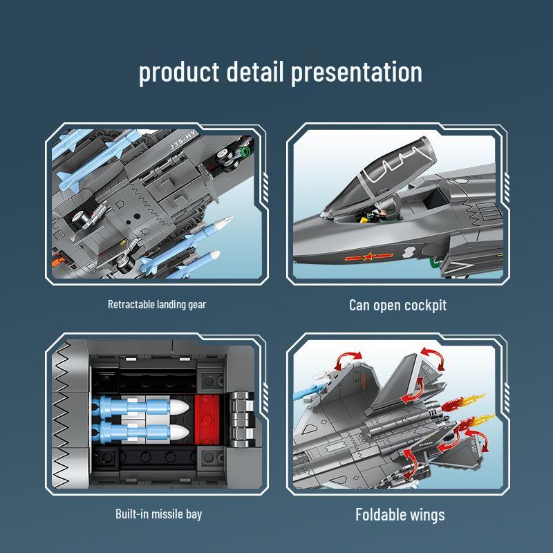 Senbao J-35 Military Fighter Model Building Blocks Toy Gift