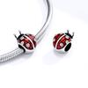 WOSTU 925 Sterling Silver Ladybug Series Charm Zircon Enamel Bead Silver 925 Pendant Fit Original Bracelet Insect Jewelry