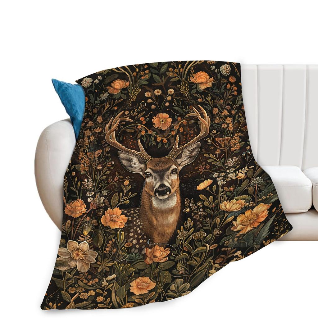 Retro Butterfly Sunflower digitalprinted polyester Bedroom velvet flannel soft sofa cover blanket Fleece blankets for beds