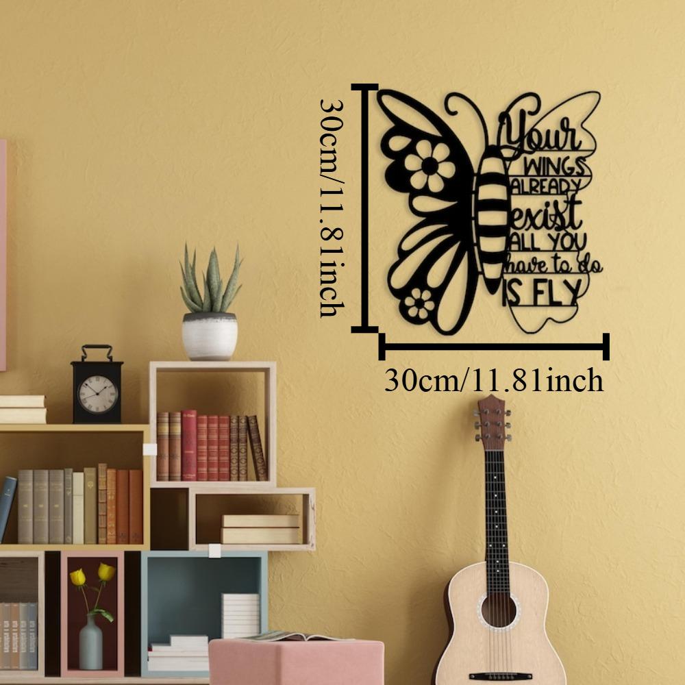 Wrought Iron Butterfly Wall Art Inspirational Metal Decor 12in чёрный