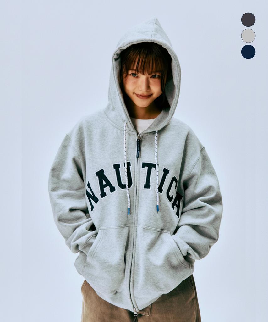 Nautica Arch Logo Hooded Zip-Up (Fleece-Lined) Njk0865