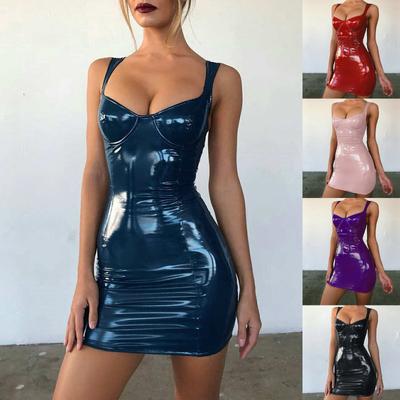 Glänzendes Kleid für Damen, sexy, leichtes, brustumwickeltes Hosenträgerkleid für Nachtclubs