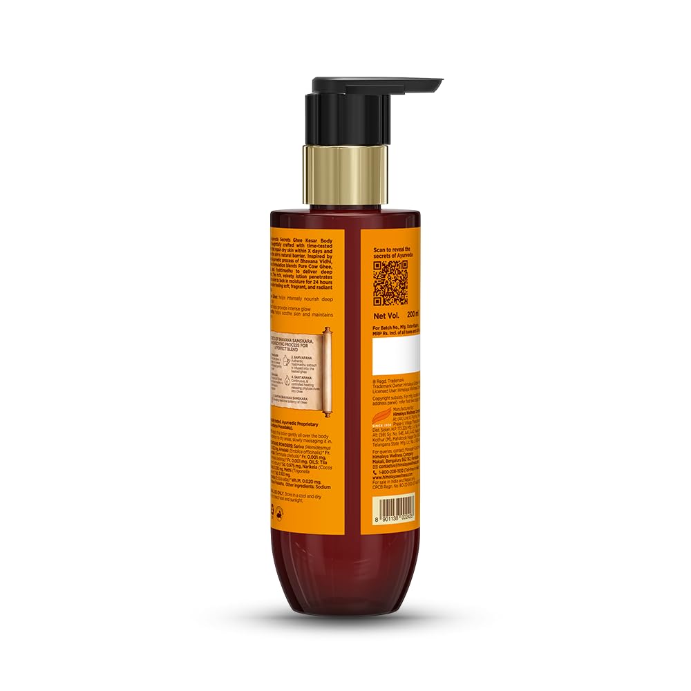 Himalaya Ghee Kesar Moisturizing Body Lotion For Dry Skin Deep Hydration Non Greasy Ayurvedic Care 200 Ml Pack