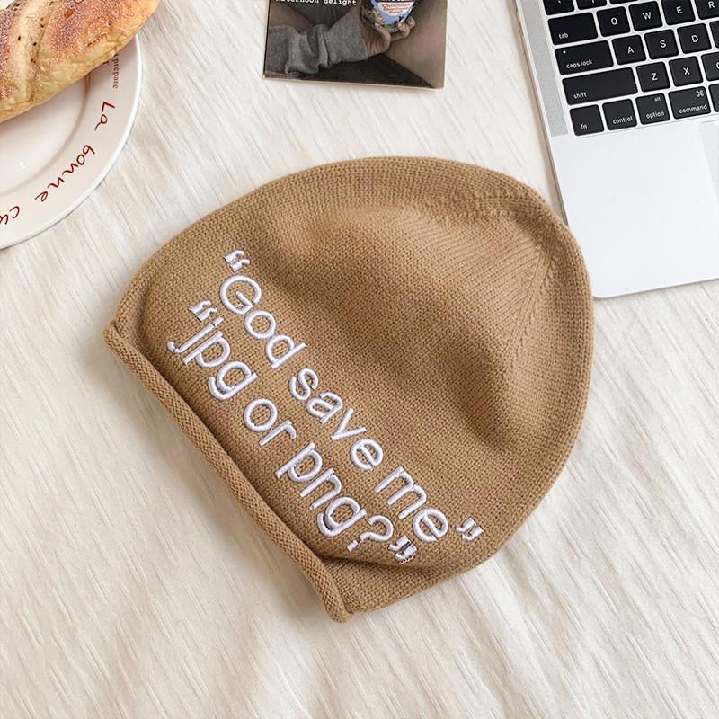 Knit Beanie Hat For Women With Alphabet Print Warm Winter Style