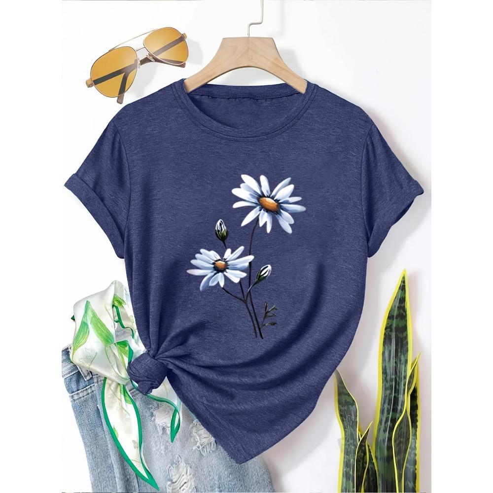 Dandelion Birds Women's Tee - Delicate Graphic, Casual Teal Top