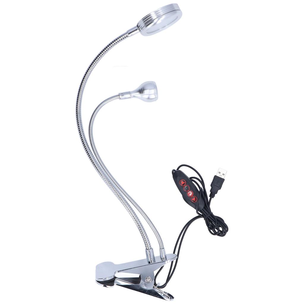 Clip Desk Lamp 10 Gear Adjustable LED Double Head Gooseneck Table Lamp Reading Lamp for Bedroom