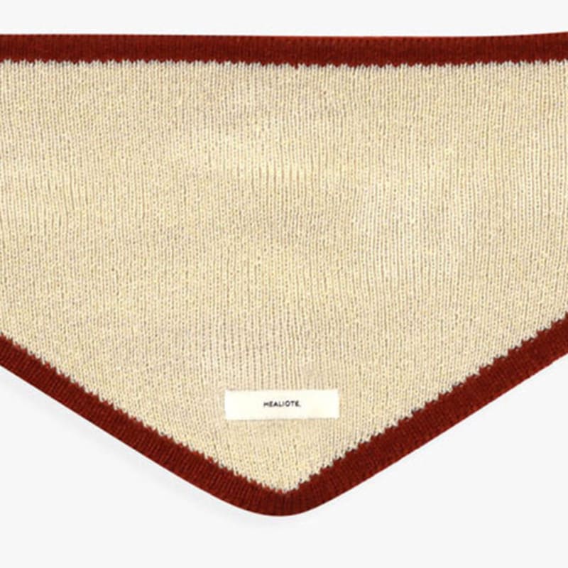 healiote BORDER BUTTONHOLE KNIT SCARF_CREAM